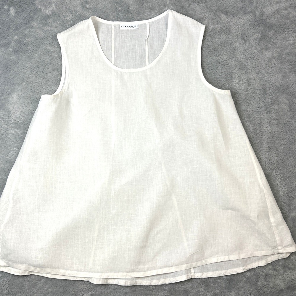 BRYN WALKER Linen Swing Tank Top White Size XL Classic Timeless